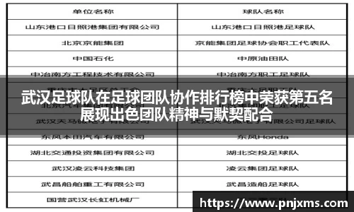 武汉足球队在足球团队协作排行榜中荣获第五名展现出色团队精神与默契配合